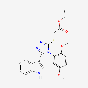 molecular formula C22H22N4O4S B2445642 ethyl 2-((4-(2,5-dimethoxyphenyl)-5-(1H-indol-3-yl)-4H-1,2,4-triazol-3-yl)thio)acetate CAS No. 852167-47-6
