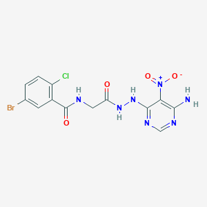 molecular formula C13H11BrClN7O4 B2445646 N-{[N'-(6-氨基-5-硝基嘧啶-4-基)肼羰基]甲基}-5-溴-2-氯苯甲酰胺 CAS No. 450346-11-9