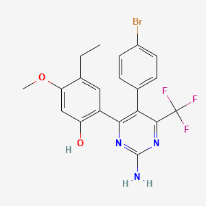 molecular formula C20H17BrF3N3O2 B2445647 2-[2-Amino-5-(4-bromophenyl)-6-(trifluoromethyl)pyrimidin-4-yl]-4-ethyl-5-methoxyphenol CAS No. 304880-29-3