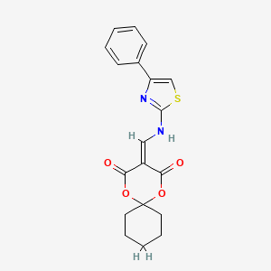 molecular formula C19H18N2O4S B2445657 3-(((4-Phenylthiazol-2-yl)amino)methylene)-1,5-dioxaspiro[5.5]undecane-2,4-dione CAS No. 780792-85-0