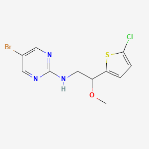 molecular formula C11H11BrClN3OS B2445666 5-Bromo-N-[2-(5-chlorothiophen-2-yl)-2-methoxyethyl]pyrimidin-2-amine CAS No. 2379976-69-7