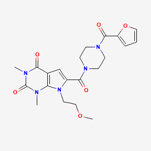 molecular formula C21H25N5O6 B2445672 6-(4-(furan-2-carbonyl)piperazine-1-carbonyl)-7-(2-methoxyethyl)-1,3-dimethyl-1H-pyrrolo[2,3-d]pyrimidine-2,4(3H,7H)-dione CAS No. 1021215-85-9