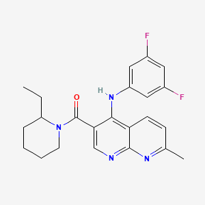 molecular formula C23H24F2N4O B2445676 (4-((3,5-二氟苯基)氨基)-7-甲基-1,8-萘啶-3-基)(2-乙基哌啶-1-基)甲苯酮 CAS No. 1251690-58-0