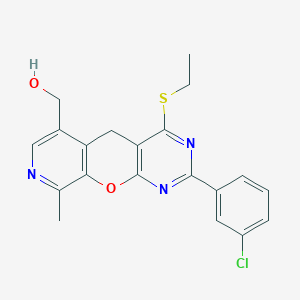 molecular formula C20H18ClN3O2S B2445681 [5-(3-Chlorophenyl)-7-(ethylsulfanyl)-14-methyl-2-oxa-4,6,13-triazatricyclo[8.4.0.0^{3,8}]tetradeca-1(10),3(8),4,6,11,13-hexaen-11-yl]methanol CAS No. 892382-93-3