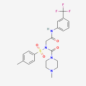 molecular formula C22H25F3N4O4S B2445688 4-methyl-N-(2-oxo-2-((3-(trifluoromethyl)phenyl)amino)ethyl)-N-tosylpiperazine-1-carboxamide CAS No. 899744-92-4