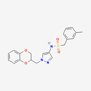 molecular formula C20H21N3O4S B2445690 N-(1-((2,3-dihydrobenzo[b][1,4]dioxin-2-yl)methyl)-1H-pyrazol-4-yl)-1-(m-tolyl)methanesulfonamide CAS No. 1795455-06-9