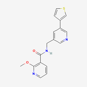 molecular formula C17H15N3O2S B2445696 2-甲氧基-N-((5-(噻吩-3-基)吡啶-3-基)甲基)烟酰胺 CAS No. 1798520-78-1