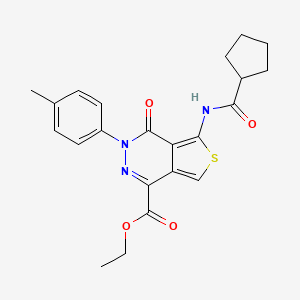 Ethyl 5-(cyclopentanecarboxamido)-4-oxo-3-(p-tolyl)-3,4-dihydrothieno[3,4-d]pyridazine-1-carboxylate