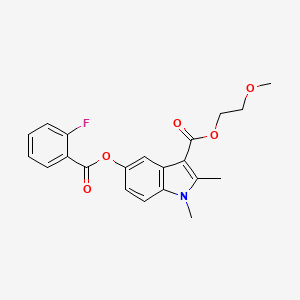 molecular formula C21H20FNO5 B2445705 2-methoxyethyl 5-((2-fluorobenzoyl)oxy)-1,2-dimethyl-1H-indole-3-carboxylate CAS No. 899411-10-0