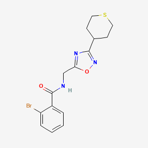 molecular formula C15H16BrN3O2S B2445715 2-bromo-N-((3-(tetrahydro-2H-thiopyran-4-yl)-1,2,4-oxadiazol-5-yl)methyl)benzamide CAS No. 2034292-62-9