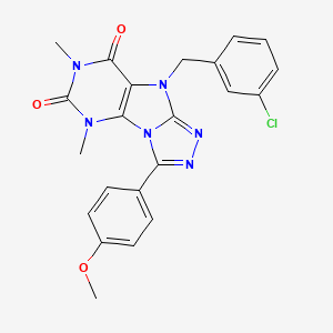 molecular formula C22H19ClN6O3 B2445721 9-(3-chlorobenzyl)-3-(4-methoxyphenyl)-5,7-dimethyl-5H-[1,2,4]triazolo[4,3-e]purine-6,8(7H,9H)-dione CAS No. 921884-38-0