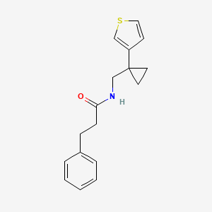 molecular formula C17H19NOS B2445745 3-Phenyl-N-[(1-thiophen-3-ylcyclopropyl)methyl]propanamide CAS No. 2415526-76-8
