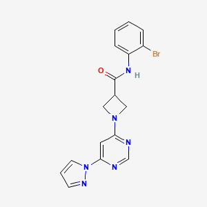 molecular formula C17H15BrN6O B2445747 1-(6-(1H-pyrazol-1-yl)pyrimidin-4-yl)-N-(2-bromophenyl)azetidine-3-carboxamide CAS No. 2034481-29-1