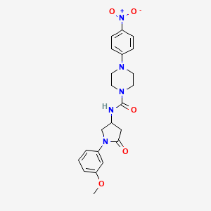 molecular formula C22H25N5O5 B2445749 N-[1-(3-methoxyphenyl)-5-oxopyrrolidin-3-yl]-4-(4-nitrophenyl)piperazine-1-carboxamide CAS No. 894023-57-5