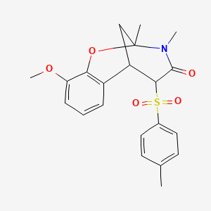 molecular formula C21H23NO5S B2445752 6-Methoxy-9,10-dimethyl-12-(4-methylbenzenesulfonyl)-8-oxa-10-azatricyclo[7.3.1.0^{2,7}]trideca-2,4,6-trien-11-one CAS No. 2097893-33-7