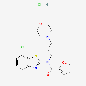 molecular formula C20H23Cl2N3O3S B2445758 N-(7-chloro-4-methylbenzo[d]thiazol-2-yl)-N-(3-morpholinopropyl)furan-2-carboxamide hydrochloride CAS No. 1216617-11-6