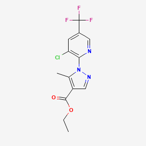 molecular formula C13H11ClF3N3O2 B2445763 ethyl 1-[3-chloro-5-(trifluoromethyl)-2-pyridinyl]-5-methyl-1H-pyrazole-4-carboxylate CAS No. 148837-76-7