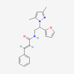 molecular formula C20H21N3O2 B2445766 N-(2-(3,5-二甲基-1H-吡唑-1-基)-2-(呋喃-2-基)乙基)肉桂酰胺 CAS No. 2035003-86-0