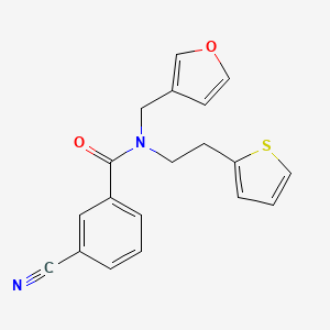 3-cyano-N-(furan-3-ylmethyl)-N-(2-(thiophen-2-yl)ethyl)benzamide