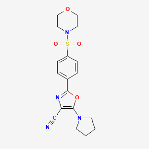 molecular formula C18H20N4O4S B2445778 2-(4-(吗啉磺酰基)苯基)-5-(吡咯烷-1-基)恶唑-4-腈 CAS No. 941267-43-2