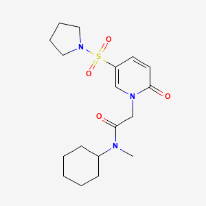 molecular formula C18H27N3O4S B2445781 N-环己基-N-甲基-2-(2-氧代-5-(吡咯烷-1-基磺酰)吡啶-1(2H)-基)乙酰胺 CAS No. 1251690-26-2