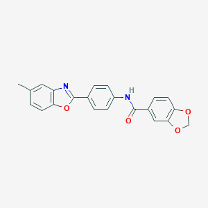 molecular formula C22H16N2O4 B244579 N-[4-(5-methyl-1,3-benzoxazol-2-yl)phenyl]-1,3-benzodioxole-5-carboxamide 