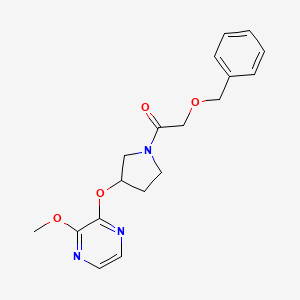 molecular formula C18H21N3O4 B2445794 2-(Benzyloxy)-1-(3-((3-methoxypyrazin-2-yl)oxy)pyrrolidin-1-yl)ethanone CAS No. 2034578-82-8