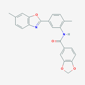 molecular formula C23H18N2O4 B244580 N-[2-methyl-5-(6-methyl-1,3-benzoxazol-2-yl)phenyl]-1,3-benzodioxole-5-carboxamide 