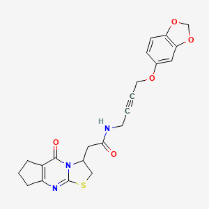 molecular formula C22H21N3O5S B2445803 N-[4-(1,3-Benzodioxol-5-yloxy)but-2-ynyl]-2-(2-oxo-10-thia-1,8-diazatricyclo[7.3.0.03,7]dodeca-3(7),8-dien-12-yl)acetamide CAS No. 1448037-73-7