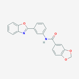 molecular formula C21H14N2O4 B244581 N-[3-(1,3-benzoxazol-2-yl)phenyl]-1,3-benzodioxole-5-carboxamide 