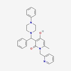 4-hydroxy-6-methyl-3-(phenyl(4-phenylpiperazin-1-yl)methyl)-1-(pyridin-2-ylmethyl)pyridin-2(1H)-one