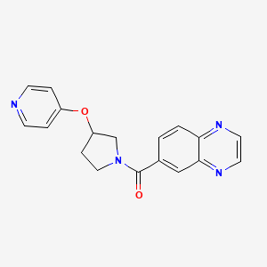 molecular formula C18H16N4O2 B2445834 (3-(Pyridin-4-yloxy)pyrrolidin-1-yl)(quinoxalin-6-yl)methanone CAS No. 2034495-22-0