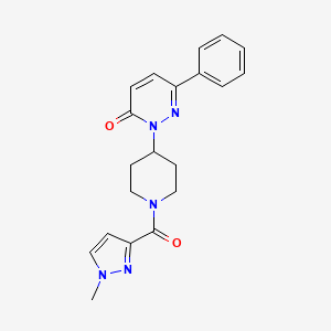molecular formula C20H21N5O2 B2445835 2-[1-(1-Methylpyrazole-3-carbonyl)piperidin-4-yl]-6-phenylpyridazin-3-one CAS No. 2379978-29-5