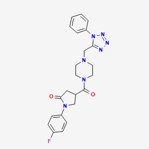 molecular formula C23H24FN7O2 B2445839 1-(4-氟苯基)-4-(4-((1-苯基-1H-四唑-5-基)甲基)哌嗪-1-羰基)吡咯烷-2-酮 CAS No. 1021226-75-4