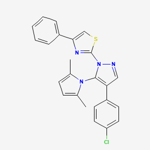 molecular formula C24H19ClN4S B2445841 2-[4-(4-氯苯基)-5-(2,5-二甲基-1H-吡咯-1-基)-1H-吡唑-1-基]-4-苯基-1,3-噻唑 CAS No. 956756-80-2