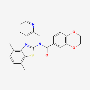 molecular formula C24H21N3O3S B2445842 N-(4,7-二甲基苯并[d]噻唑-2-基)-N-(吡啶-2-基甲基)-2,3-二氢苯并[b][1,4]二噁英-6-甲酰胺 CAS No. 941926-55-2
