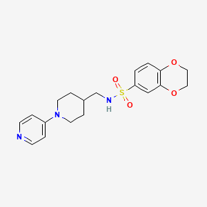 molecular formula C19H23N3O4S B2445844 N-((1-(pyridin-4-yl)piperidin-4-yl)methyl)-2,3-dihydrobenzo[b][1,4]dioxine-6-sulfonamide CAS No. 2034499-42-6