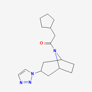 molecular formula C16H24N4O B2445846 2-cyclopentyl-1-[3-(1H-1,2,3-triazol-1-yl)-8-azabicyclo[3.2.1]octan-8-yl]ethan-1-one CAS No. 2196218-56-9
