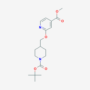 molecular formula C18H26N2O5 B2445853 Methyl 2-[[1-[(2-methylpropan-2-yl)oxycarbonyl]piperidin-4-yl]methoxy]pyridine-4-carboxylate CAS No. 2309456-44-6