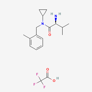 molecular formula C18H25F3N2O3 B2445854 (2S)-2-Amino-N-cyclopropyl-3-methyl-N-[(2-methylphenyl)methyl]butanamide;2,2,2-trifluoroacetic acid CAS No. 2361609-32-5