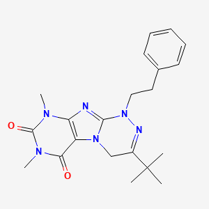 molecular formula C21H26N6O2 B2445855 3-(tert-butyl)-7,9-dimethyl-1-phenethyl-7,9-dihydro-[1,2,4]triazino[3,4-f]purine-6,8(1H,4H)-dione CAS No. 898443-06-6