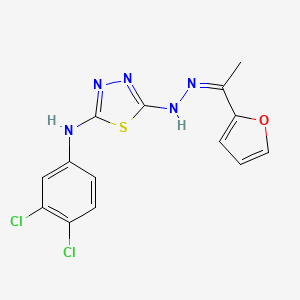 molecular formula C14H11Cl2N5OS B2445873 5-N-(3,4-dichlorophenyl)-2-N-[(Z)-1-(furan-2-yl)ethylideneamino]-1,3,4-thiadiazole-2,5-diamine CAS No. 866152-05-8