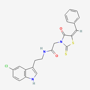molecular formula C22H18ClN3O2S2 B2445875 2-[(5E)-5-benzylidene-4-oxo-2-thioxo-1,3-thiazolidin-3-yl]-N-[2-(5-chloro-1H-indol-3-yl)ethyl]acetamide CAS No. 900136-45-0