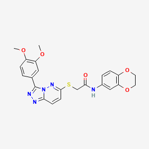 molecular formula C23H21N5O5S B2445877 N-(2,3-dihydrobenzo[b][1,4]dioxin-6-yl)-2-((3-(3,4-dimethoxyphenyl)-[1,2,4]triazolo[4,3-b]pyridazin-6-yl)thio)acetamide CAS No. 852437-61-7