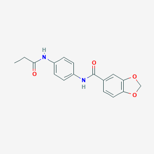 molecular formula C17H16N2O4 B244588 N-[4-(propanoylamino)phenyl]-1,3-benzodioxole-5-carboxamide 