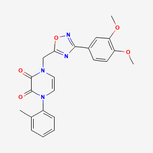 molecular formula C22H20N4O5 B2445894 1-{[3-(3,4-Dimethoxyphenyl)-1,2,4-oxadiazol-5-yl]methyl}-4-(2-methylphenyl)-1,4-dihydro-2,3-pyrazinedione CAS No. 1251632-01-5