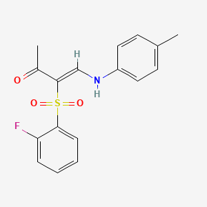 molecular formula C17H16FNO3S B2445895 (3Z)-3-[(2-氟苯基)磺酰基]-4-[(4-甲基苯基)氨基]丁-3-烯-2-酮 CAS No. 1327178-05-1