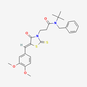 molecular formula C26H30N2O4S2 B2445899 N-benzyl-N-tert-butyl-3-[(5Z)-5-[(3,4-dimethoxyphenyl)methylidene]-4-oxo-2-sulfanylidene-1,3-thiazolidin-3-yl]propanamide CAS No. 403829-63-0
