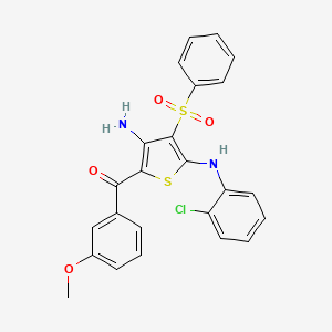 molecular formula C24H19ClN2O4S2 B2445900 [3-Amino-5-[(2-chlorophenyl)amino]-4-(phenylsulfonyl)thien-2-yl](3-methoxyphenyl)methanone CAS No. 890820-07-2