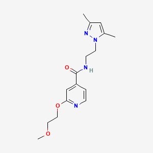 molecular formula C16H22N4O3 B2445906 N-(2-(3,5-二甲基-1H-吡唑-1-基)乙基)-2-(2-甲氧基乙氧基)异烟酰胺 CAS No. 2034444-88-5